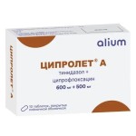 Ципролет А, таблетки покрытые пленочной оболочкой 600 мг+500 мг 10 шт