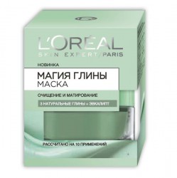 Маска для лица, L'Oreal (Лореаль) 50 мл Магия Глины очищение и матирование с эвкалиптом для всех типов кожи