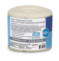 Бинт эластичный компрессионный Клинса Интекс-Смарт средней растяжимости тканый с 2 фиксаторами р. 3.5мх10см